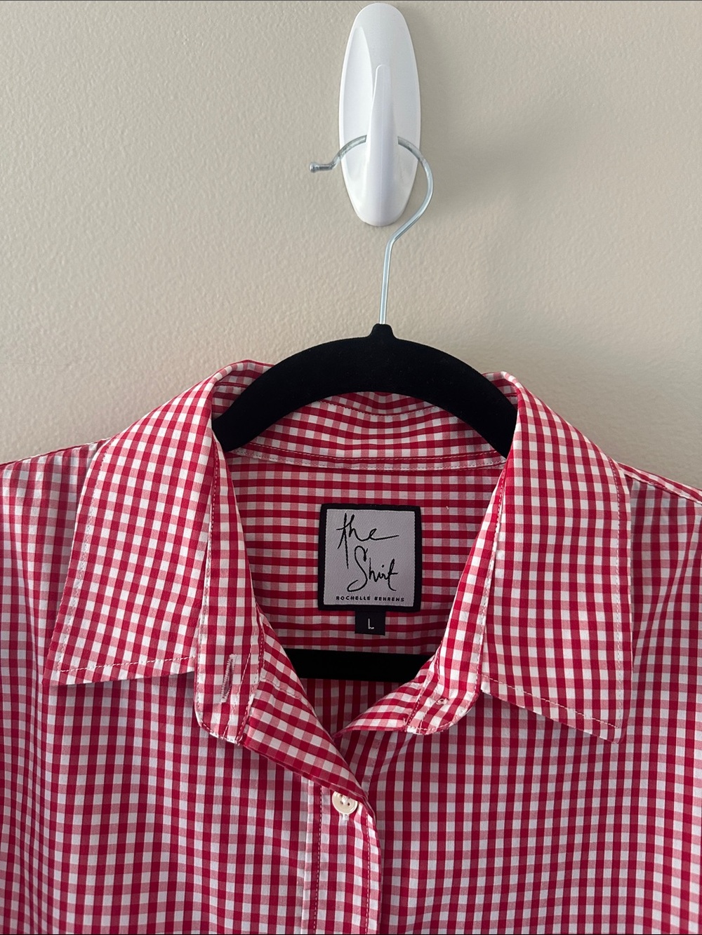 The Shirt by Rochelle Behrens Icon Shirt Long Sleeve Red Check Gingham Sz Large - Picture 5 of 8